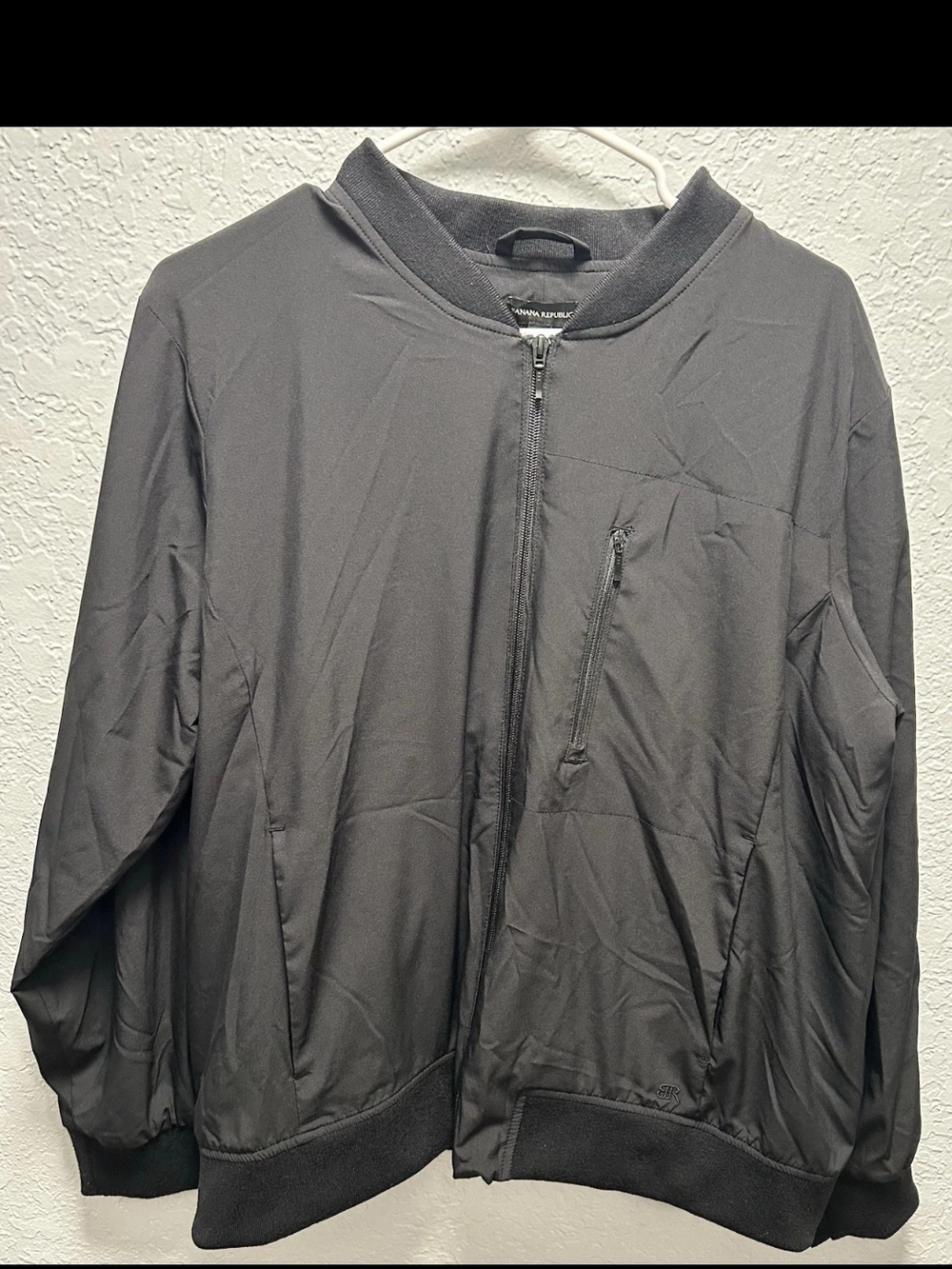 Banana Republic Bomber Jacket Mens XL Black Stretch Zip